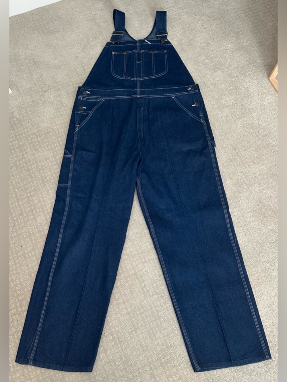 Vintage Roebucks Sears Denim Overalls Dark‎ Wash Workwear Tall Long Wide USA XL